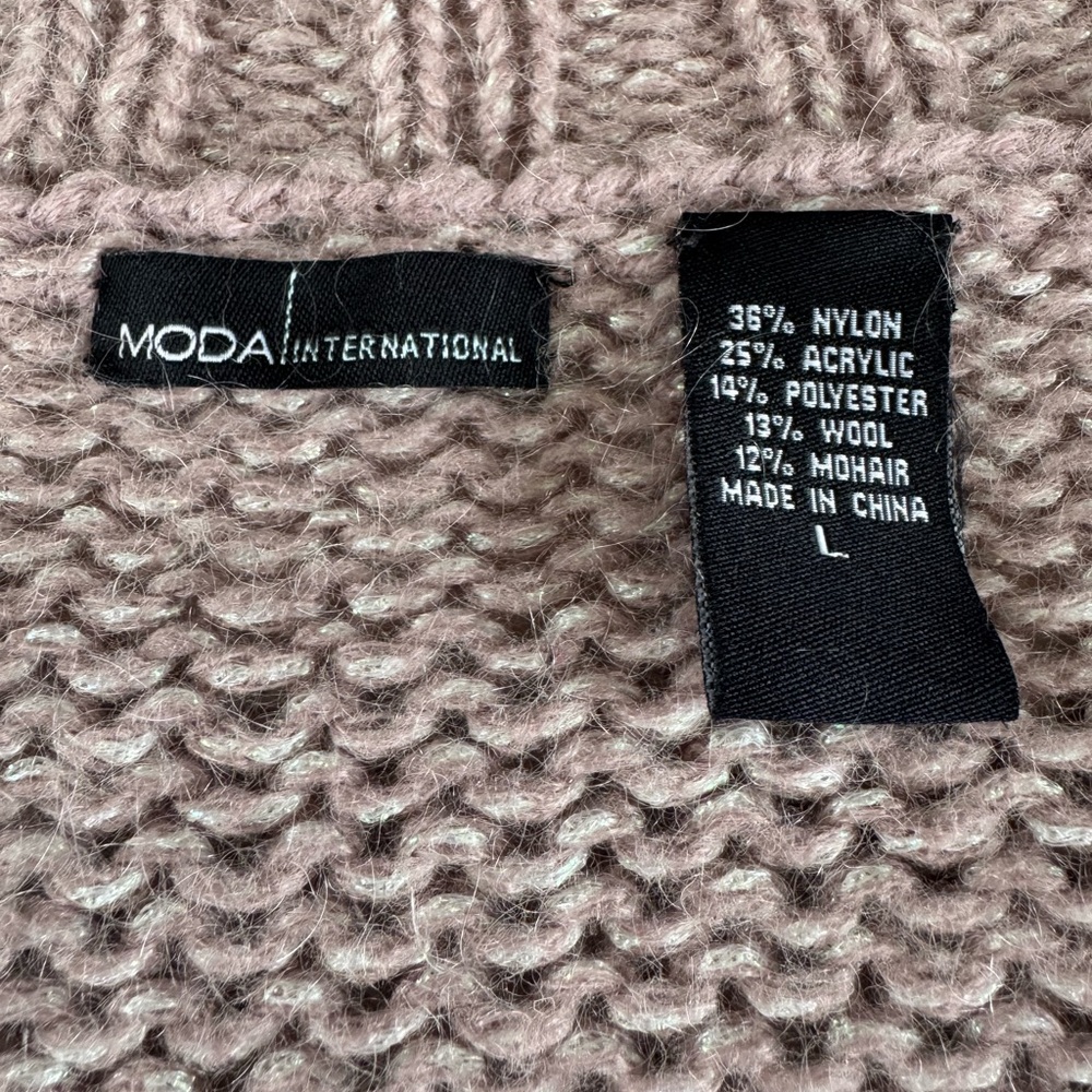 Moda International Mauve Purple Pink Oversized V neck Tunic Sweater Size Large - Picture 4 of 7